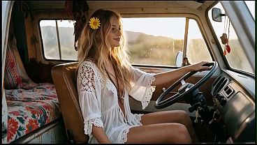 Horny Blonde Hippie Girl Seduces You in Her Vintage Van [AI Generated]